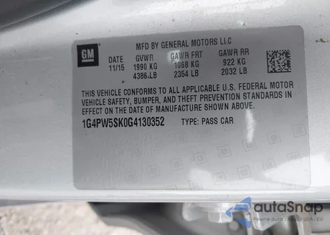 2016 Buick Verano Sport Touring Group z USA, uszkodzony, nr VIN 1G4PW5SK0G4130352